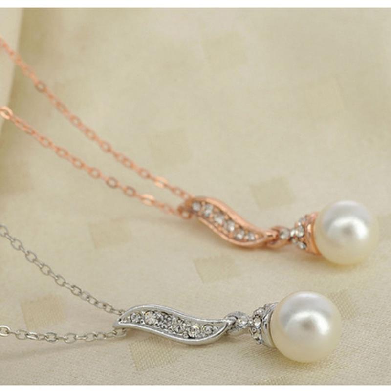 European and American Style Jewelry Set Diamond Angel Wings Pearl Rhinestone Stud Necklace