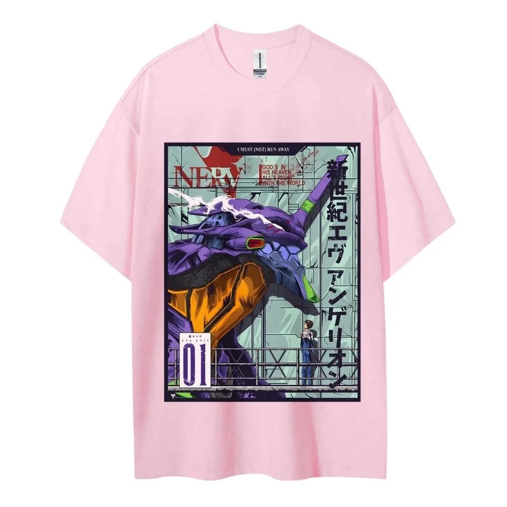 Neon Genesis Evangelion Cotton Unisex Crewneck Anime T-Shirt Comfortable Short-sleeved Sports and Casual Men's and Women's Tops