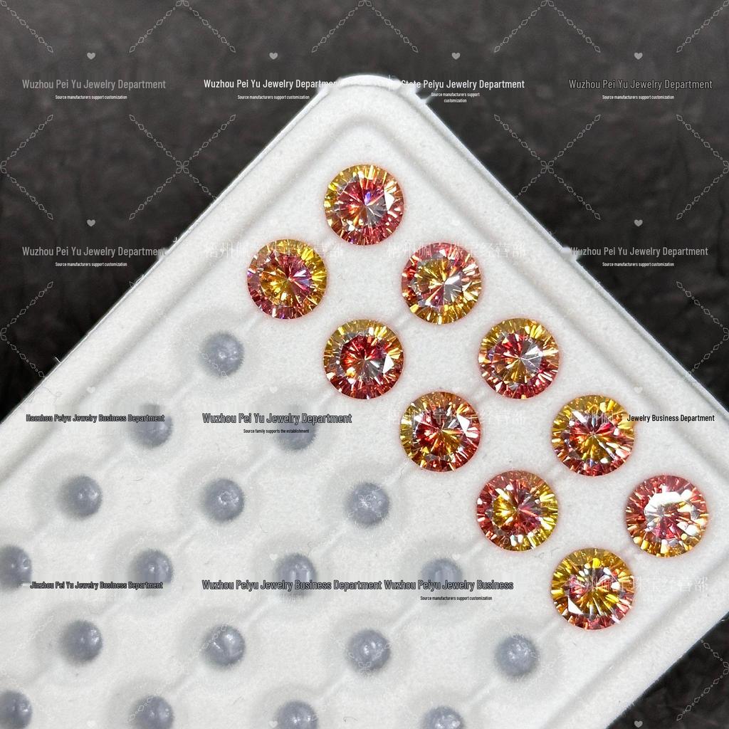 6/8mm Round Gradient Zircon Earrings: Sparkly DIY Nail Art Jewelry with Eight Hearts & Arrows Design