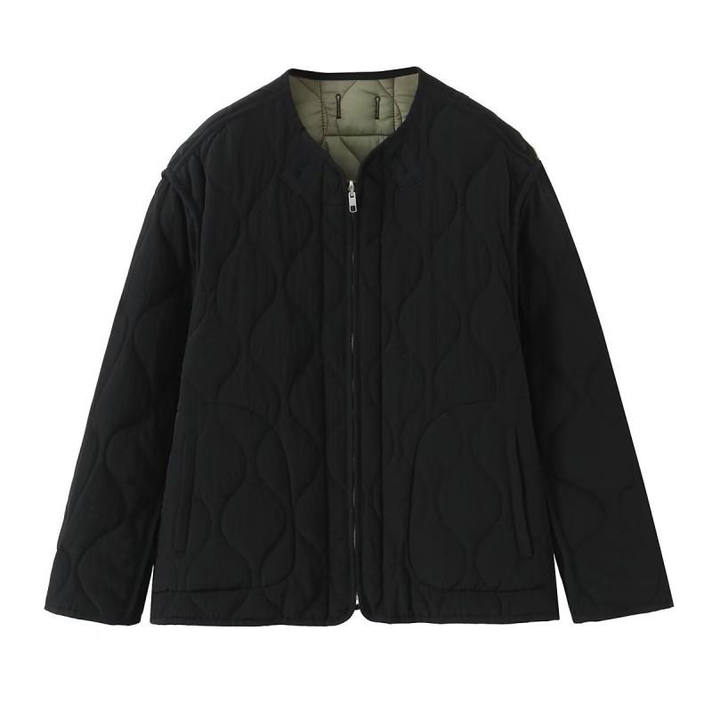 Womens Lightweight Warm Cotton Puffer Jacket Double-Sided Wear Loose Fit Casual Coat Fall Winter 2025