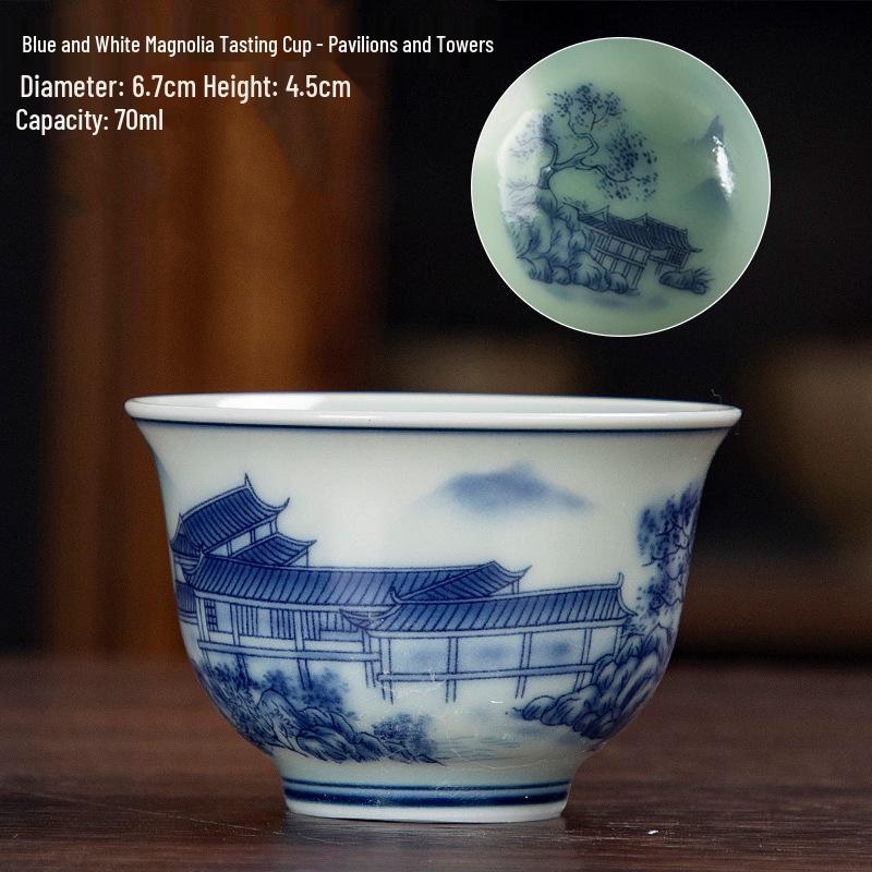 Dehua Ceramics Retro Blue & White Kung Fu Tea Cup - Exquisite Small Scent Tasting Cup for Guests