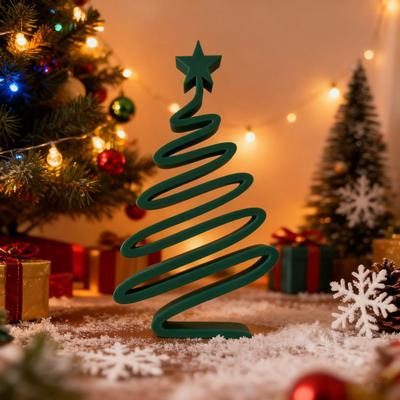 Weihnachtsbaumschmuck 3D-gedruckte Spiral-Weihnachtsbaumfigur Feiertags-Tischdekoration für Winter Kaminsims Schreibtischdeko