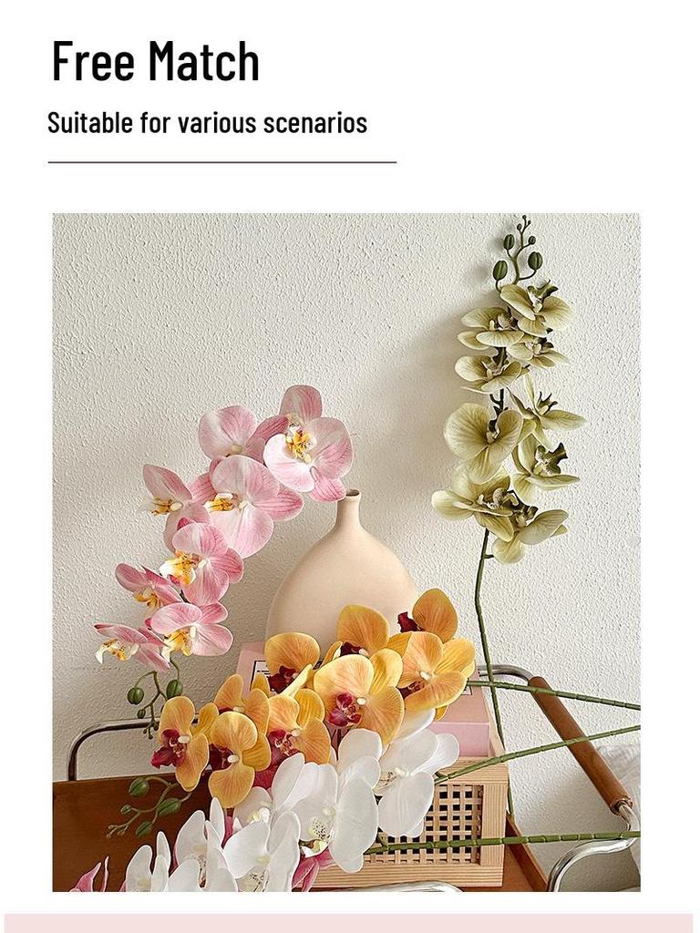 Bionic Phalaenopsis Floral Arrangement: Realistic Fake Flower Decor for Living Room or Dining Table.