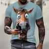 T-shirt da uomo a maniche corte con stampa 3D motivo cavallo stile retrò casual street sport outdoor maglietta girocollo top cloti