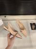 Thick heel nude bow bag head sandals fairy shoes with skirt pointed single shoes