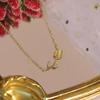 Elegant Vintage Rose Tulip Crystal Choker Necklace for Women Wedding Jewelry Cute Pendant Chain Lady Party Neck Accessories Gift