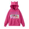 Damemote Casual Langermet trykt Rundhals hettegenser Pullover Topp med lommer
