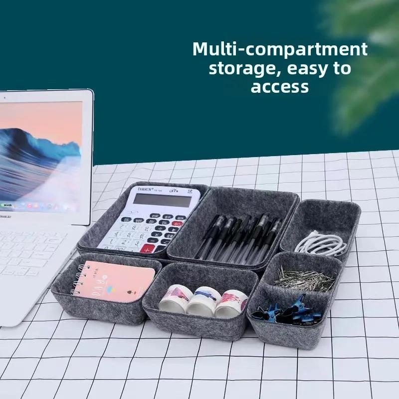 8Piece Seamless Felt Organizer Box Set Multipurpose Desktop Storage Bin For Stationery Crafts And Home Accessories