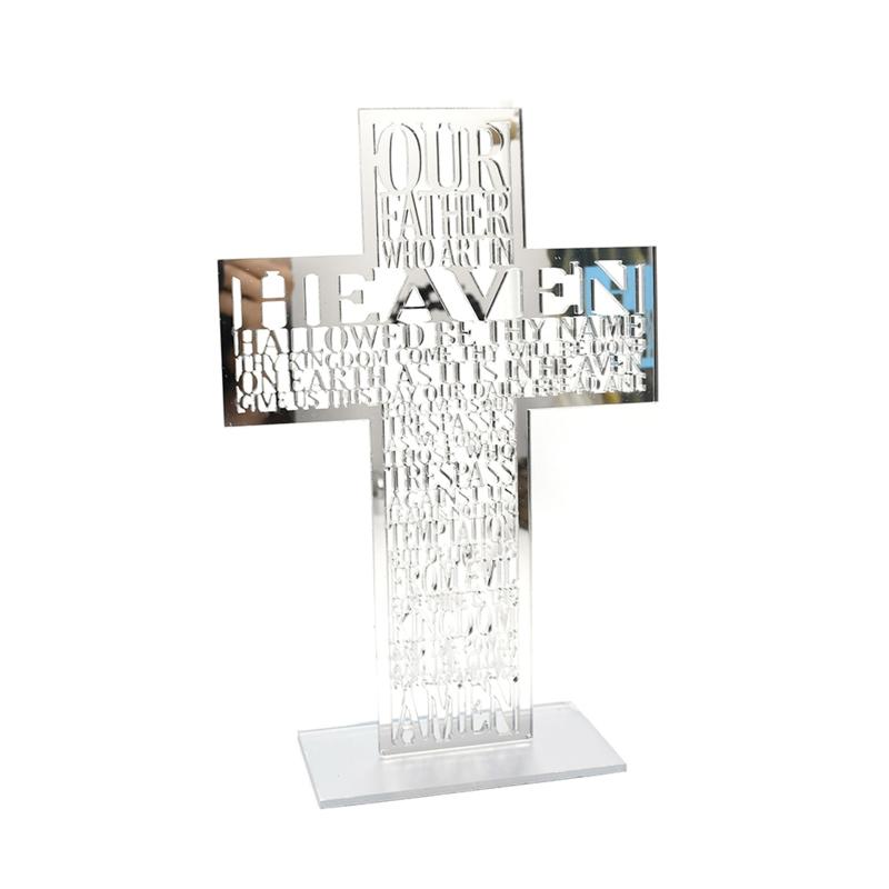 21cm Hollow Out Acrylic Scriptures for Cross with Stand Jesus Christ Catholic Bible Religious Christian Standing for Cross A0KF