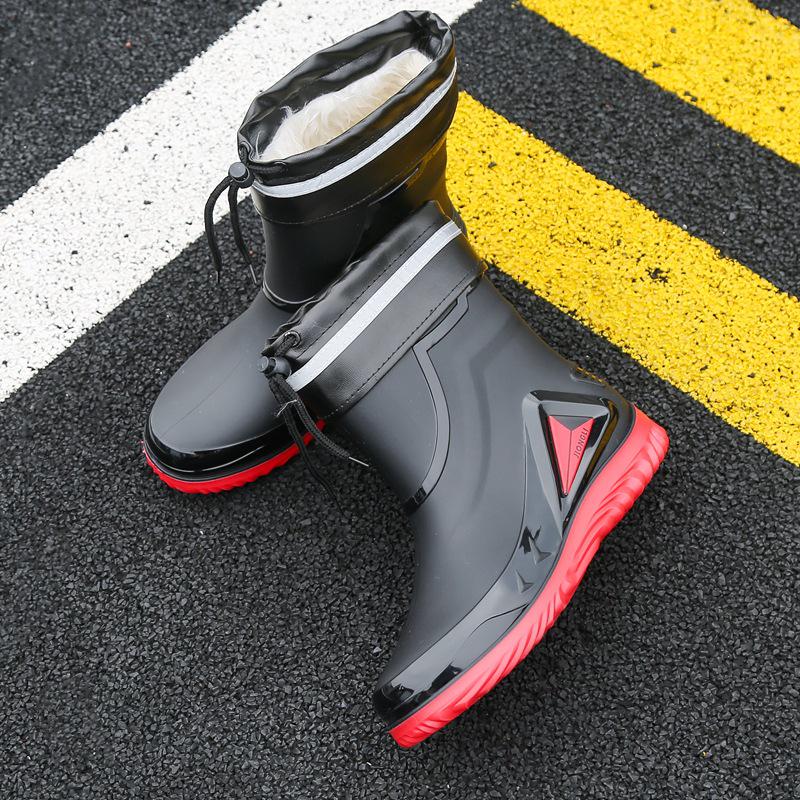 Men's Waterproof Non-Slip Rubber Work Boots - Outdoor & Kitchen, Rain & Cold Protection, Plus Velvet, Durable