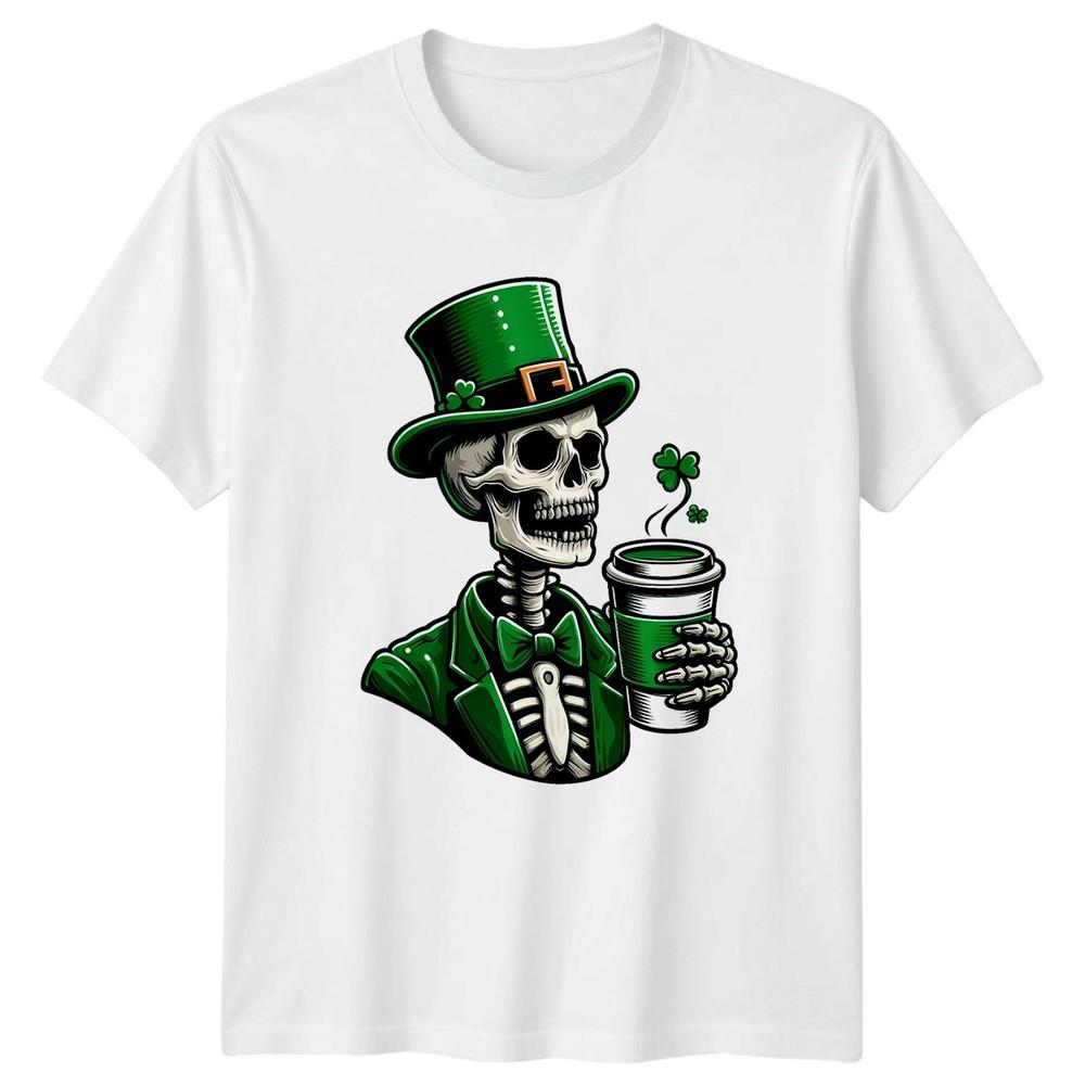 St Patricks Day Skeleton Coffee Lover TShirt Goth Holiday St Patricks Day S