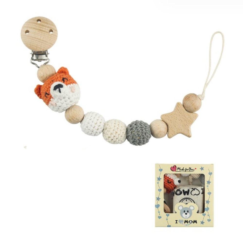 Crochet Animal Pacifier Clips Baby Teether Toys Straps Baby Pacifier Chain Pacifier Holder Clips