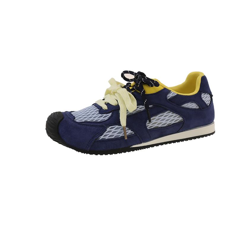 

Fashion Women s Luxury Flat Sneakers, Patchwork Leather Shoes, Air Mesh, Running And Walking, Couples Wear, Fall 2025 Designer Retro 35 синий