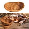 Imitate Rattan Kitchen Storage Basket Creative Brown Oval Bread Tray Living Room Vegetable Fruit Flower Organization Box