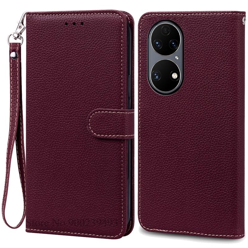 P50 P 50 Pro Case For Huawei P50 Case Leather Wallet Flip Case For Huawei P50 Pro Cover Soft Silicone Coque Fundas Shell
