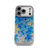 Blaues Kirschblüten-Bohrdesign Handyhülle für Apple 15/16/17Pro/ProMax - Stoßfeste Epoxidharz-Oberfläche