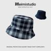 25 Early Autumn New Fashionable Double-sided Fisherman's Hat Children's Pure Cotton High-quality Foldable Plaid Hat Tide