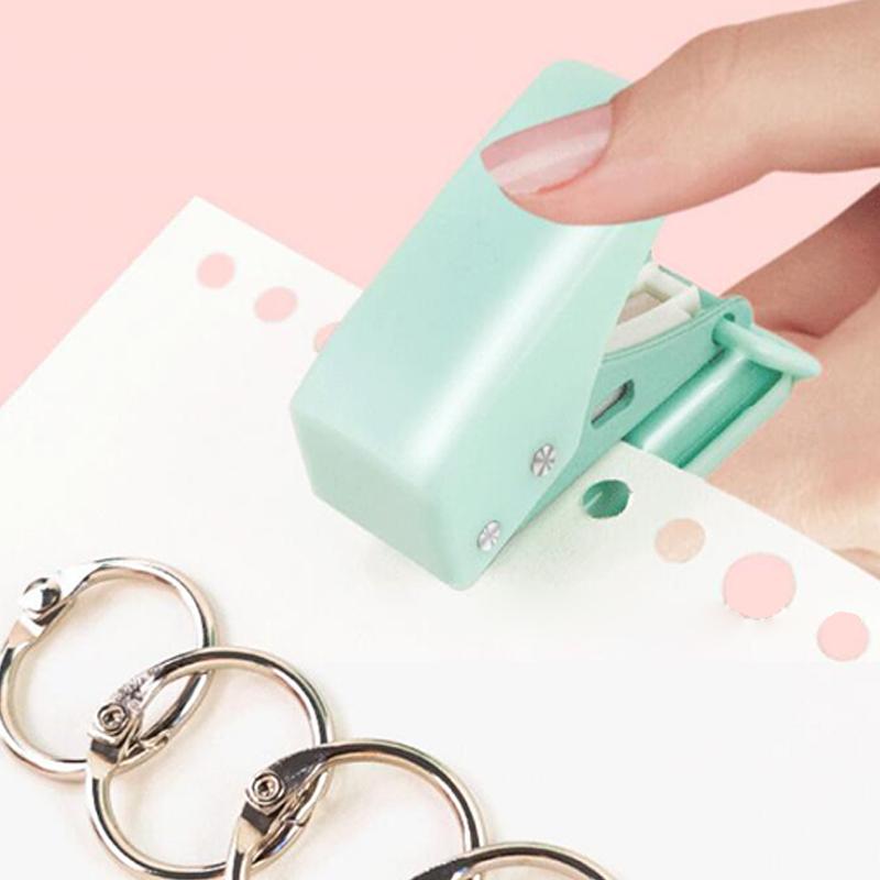 Kawaii Cute Office School Binding Supplies Stationery Single Ring Mini Hole Punch 1 Hole Portable Round Hole Puncher