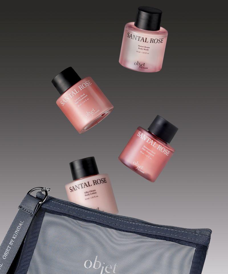 Objet by Kundal Hair & Body Travel Set + Free Pouch Santal Rose