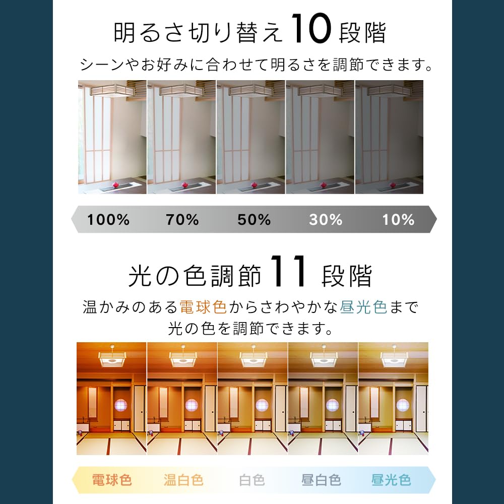 Iris Ohyama Hängeleuchte im japanischen Stil, Größe 12 Tatami-Matten, Farbanpassung oben und unten, PL12DL-J2