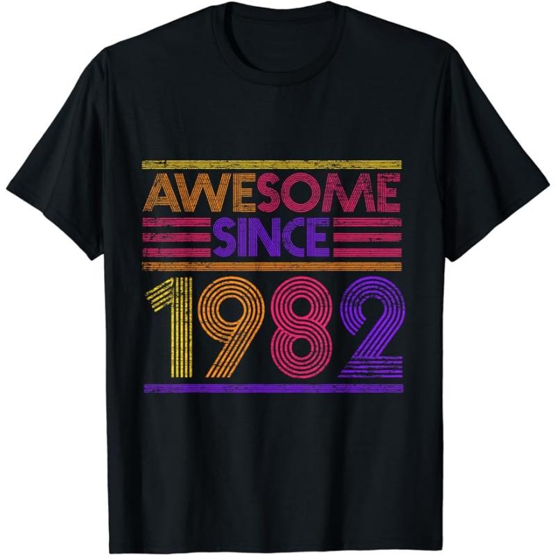 Vintage 1982 Summer Fashion Men's T-Shirt 3D Printed Short Sleeve Tops Unisex Casual Loose Oversize Outdoor Clothing