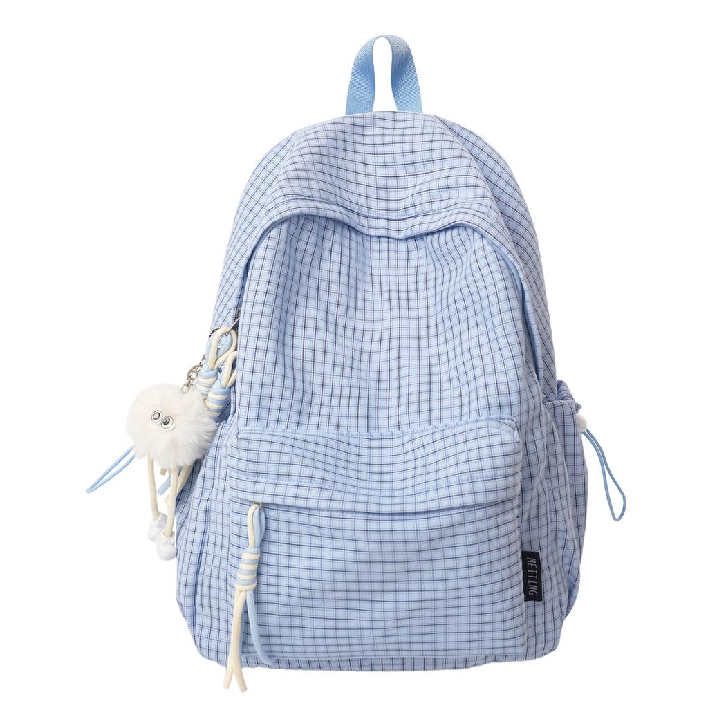 Schultasche Damen Koreanisch Kariert Einfach Kariert Rucksack High-School-Schüler Große Kapazität Freizeit Reise Rucksack