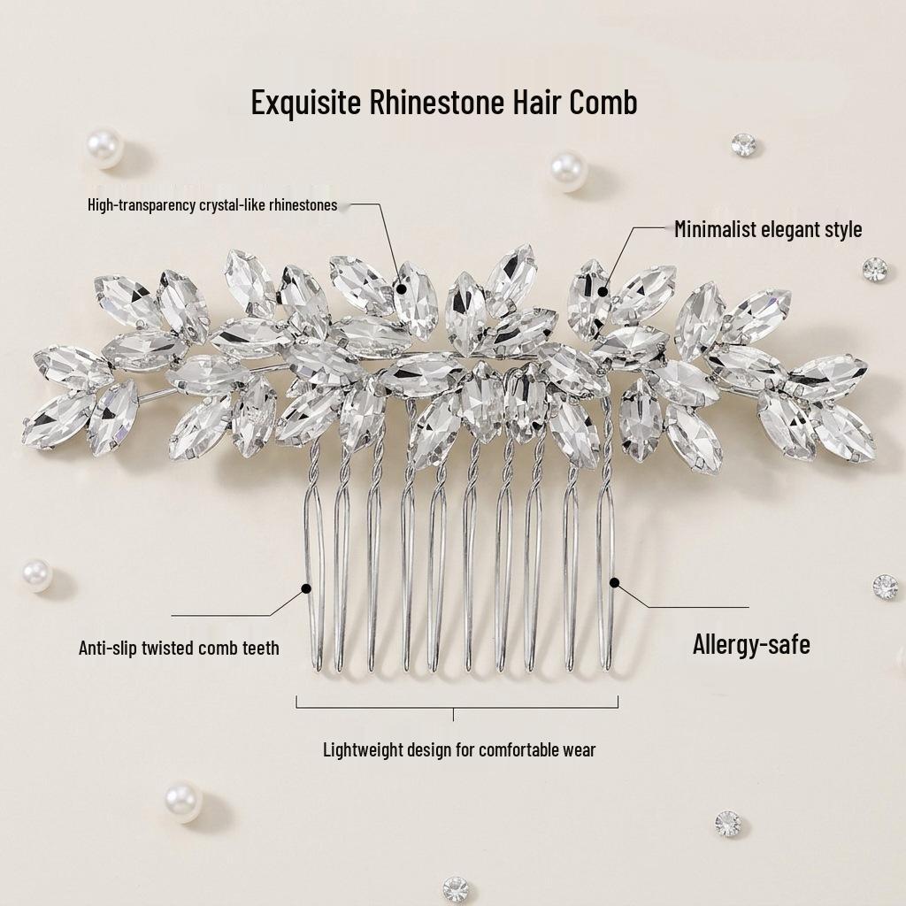 European Rhinestone Bridal Hair Comb - Retro Wedding & Party Headdress Accessory