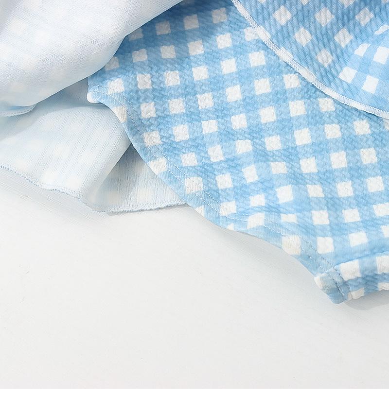 Costum de baie întreg cu carouri de desene animate pentru fetițe