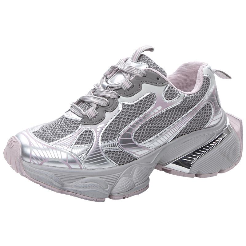 

Женская мода 2024 года, увеличивающая рост, дышащая сетчатая обувь для пап: Универсальная повседневная спортивная обувь с мягкой толстой подошвой 39