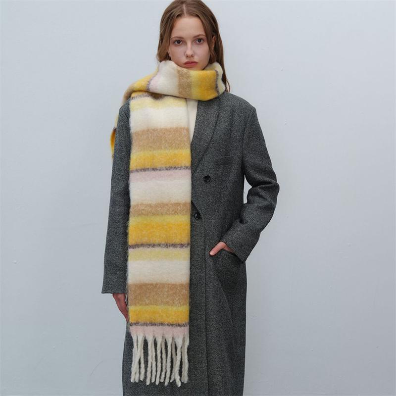 Cashmere Feeling Plaid Scarf Women Winter Thicken Warm Big Shawl Pashmina Tassel Scarves Soft Blanket Bandana Thick Muffler