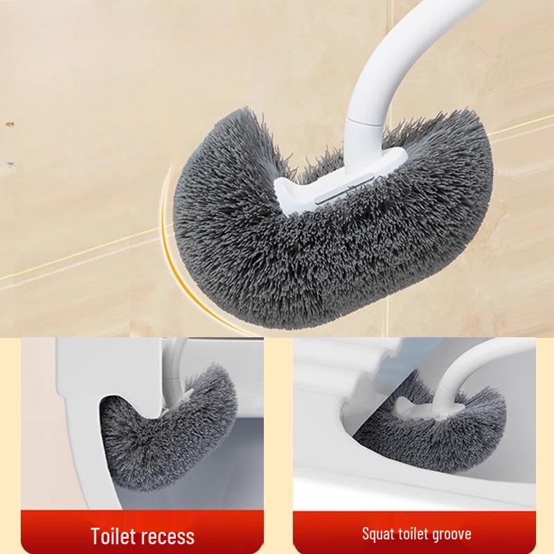Wall-Mounted Long Handle Toilet Brush with Soft Bristles for Corner Cleaning