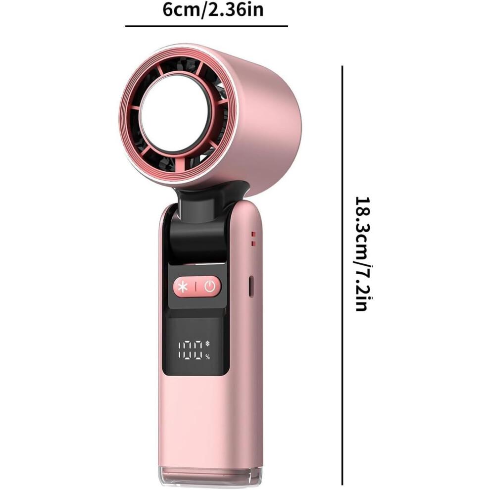 Portable Handheld Fan, 100Speed Rechargeable Cooling with LED Display, Foldable Pocket Travel Fan Pink