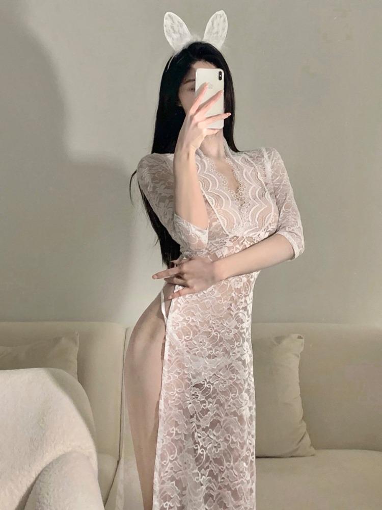 Lolita Sexy Costume Cosplay Adult Womens Clothing Lingerie Sultry Bodysuit Open Bra Erotic Girl Uniform Set Female Outfit