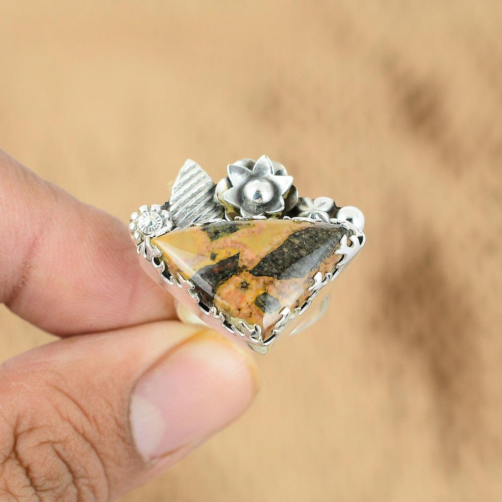 Mothers day Deal Natural Bauxite Sterling Silver Flower Promise New Ring Jewelry