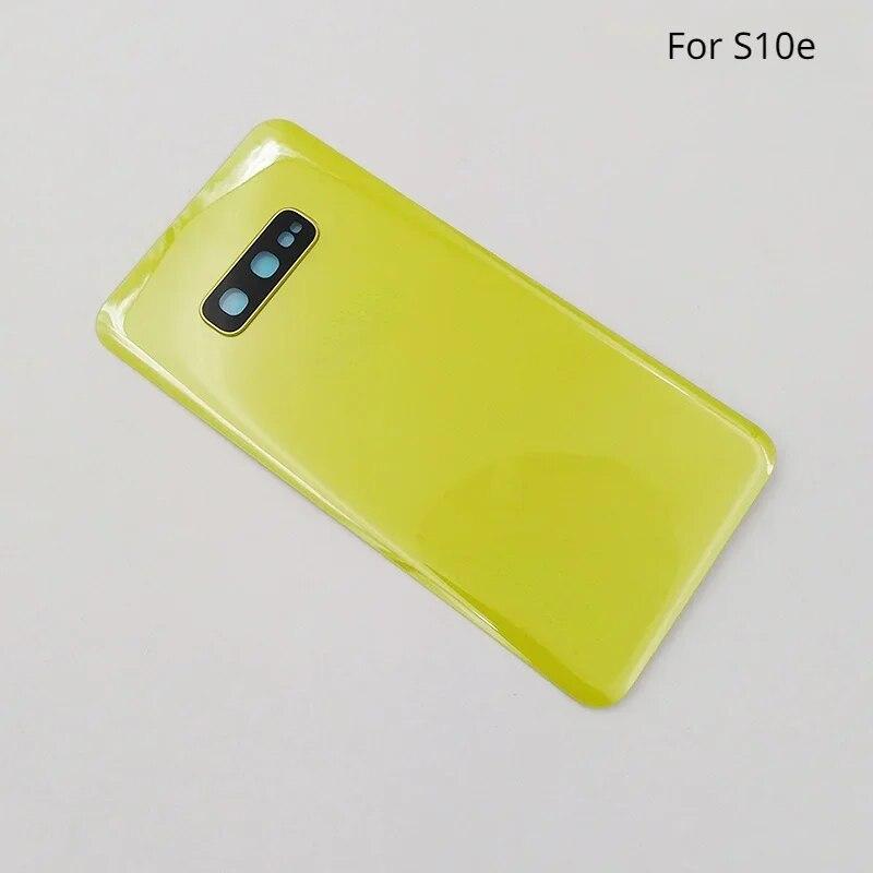 

Заднее стекло для Samsung Galaxy S10e SM-G970 G9700, задняя крышка батарейного отсека, корпус задней двери с объективом камеры жёлтый