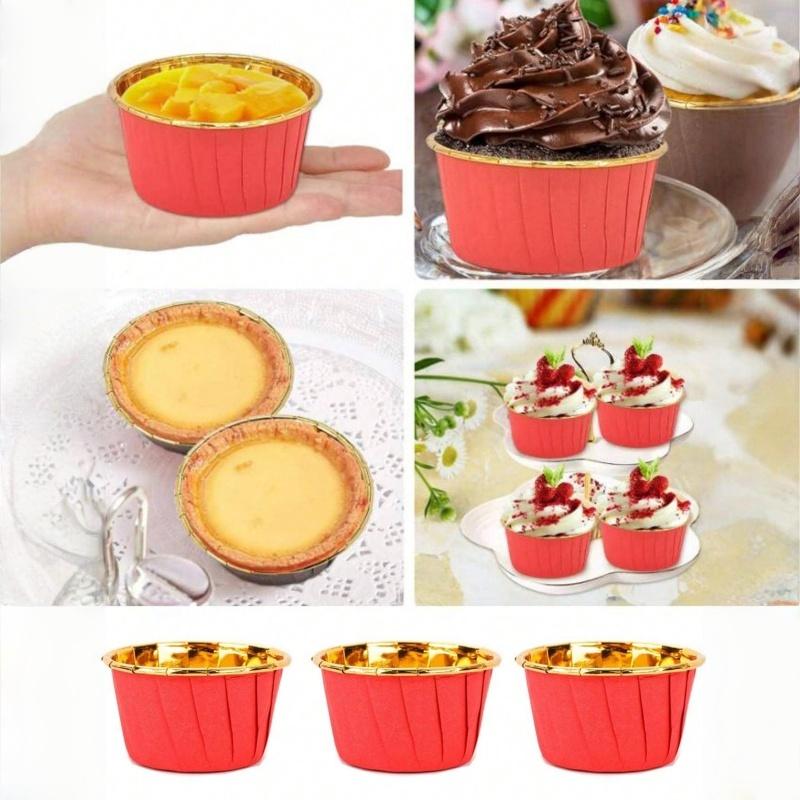 50pcs Disposable Paper Baking Cups Patterned Round Cupcake Liners, Multipurpose Cake Wrappers for Weddings,Christmas