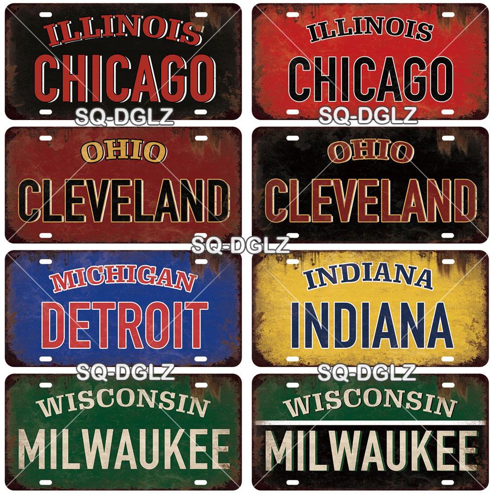 USA EAST City BOSTON MIAMI 15x30CM Plate Sports Tin Sign State Wall Decoration Metal Sign Home Decor Painting Plaques Art Poster