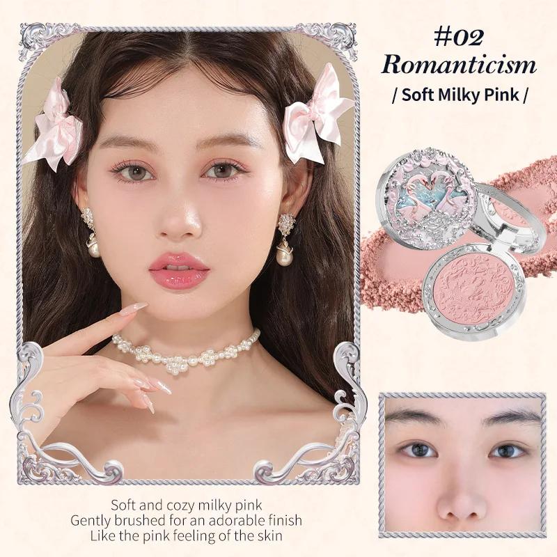 

Flower Knows Swan Ballet Embossed Blush Vegan Soft Powder Long Lasting Natural Matte Finish Velvet Mist Makeup 02 Romanticism