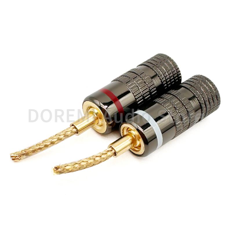 Banana Connector 4mm Speaker Wire Banana Plugs with Screw Lock Gold Plated Banana Jack Amplifier Connector Audio Cable Adapter