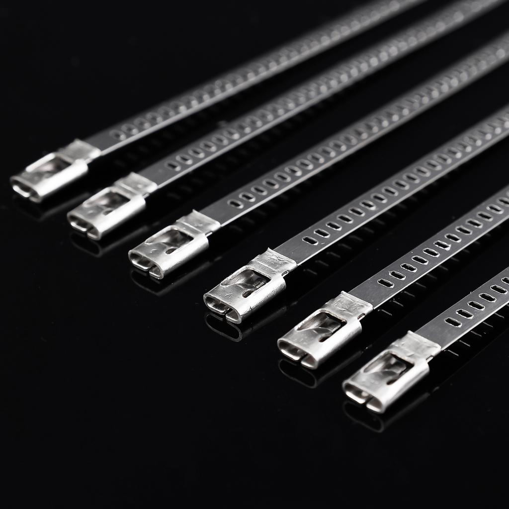 10/100pcs Stainless Steel Cable Ties 5mm Heavy Duty Self-Locking Cable Zip Tie Multi-Purpose Metal Exhaust Wrap Locking Ties