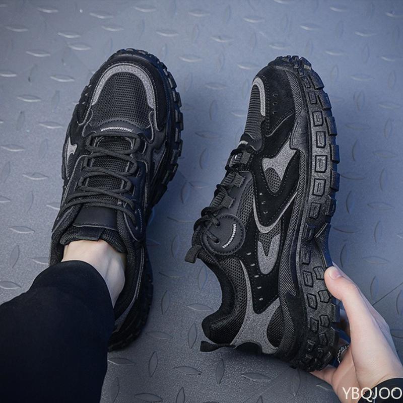 Men's shoes spring breathable mesh sports shoes trend thick sole anti slip simple comfortable casual anti slip running shoes