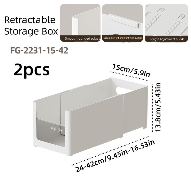 2Pcs/Simple Pull-Out Kitchen Storage Box, Stackable Rectangular Plastic Storage Organizer, Extendable