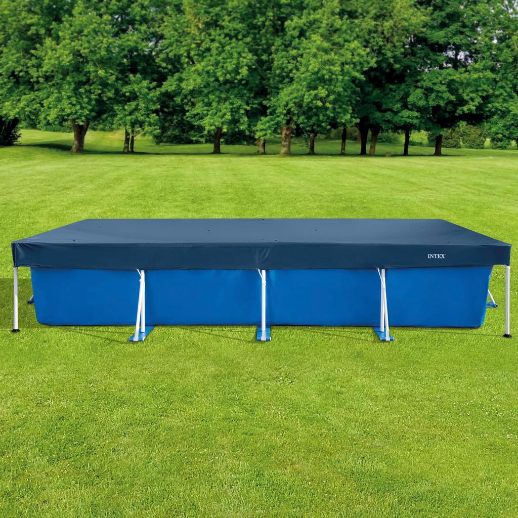 INTEX Rectangular Frame Pool Cover 28039 (for 450 X 220 Cm Pools) Rectangular, Debris Repellent, Water Stain Prevention, 4.5m Size
