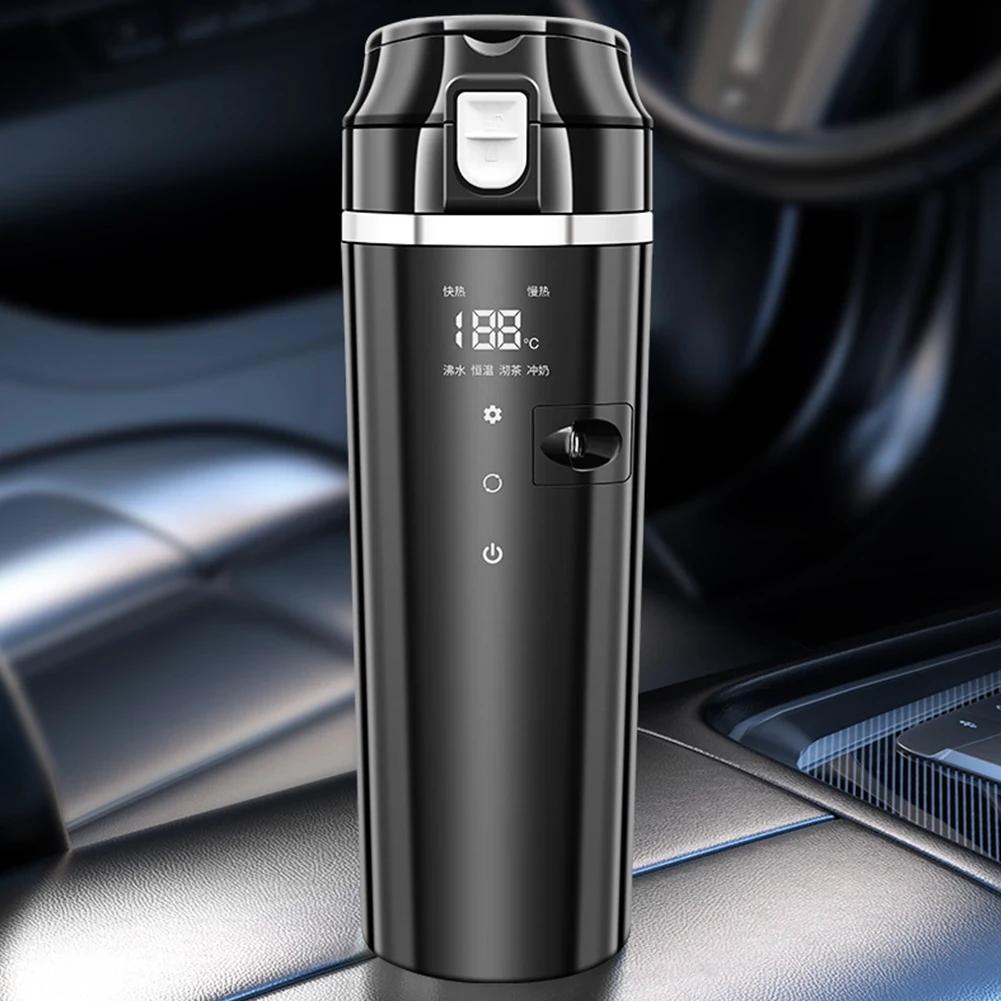 12V/24V Car Heated Smart Mug Digital LCD Display Coffee Milk Heated Kettle Smart Temperature Control Thermos Cup Stainless Steel
