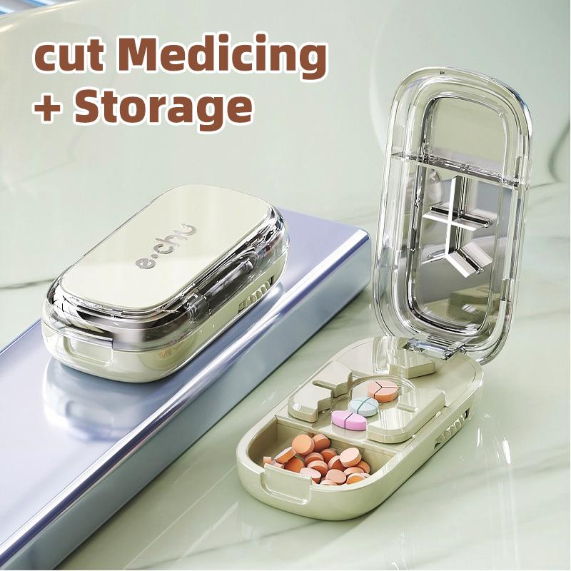 Adjustable Pill Cutter Splitter Fits Multiple Pills at Once 12/3/4 in 1 Pill Cutter with Hidden Sharp Blade Dustproof Cutter