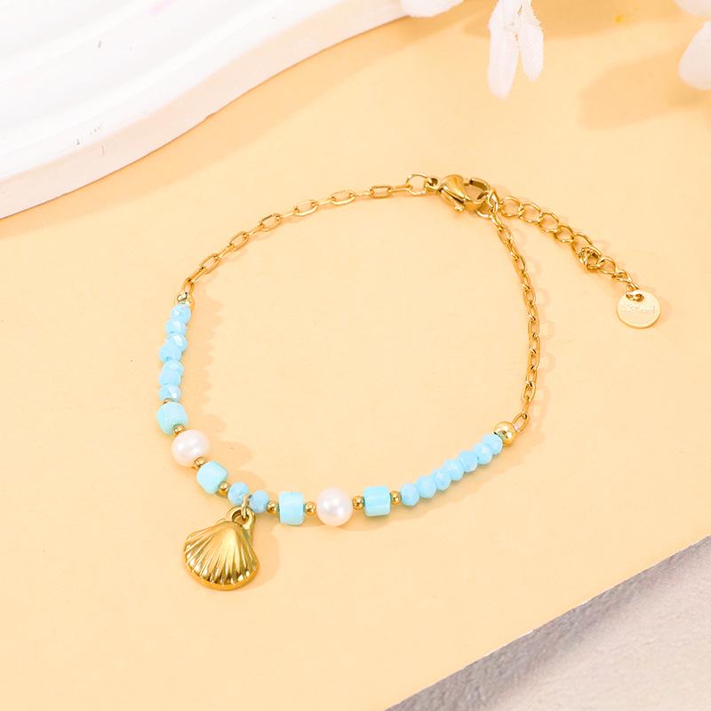 Elegantes Damenarmband aus Edelstahl und Perlen