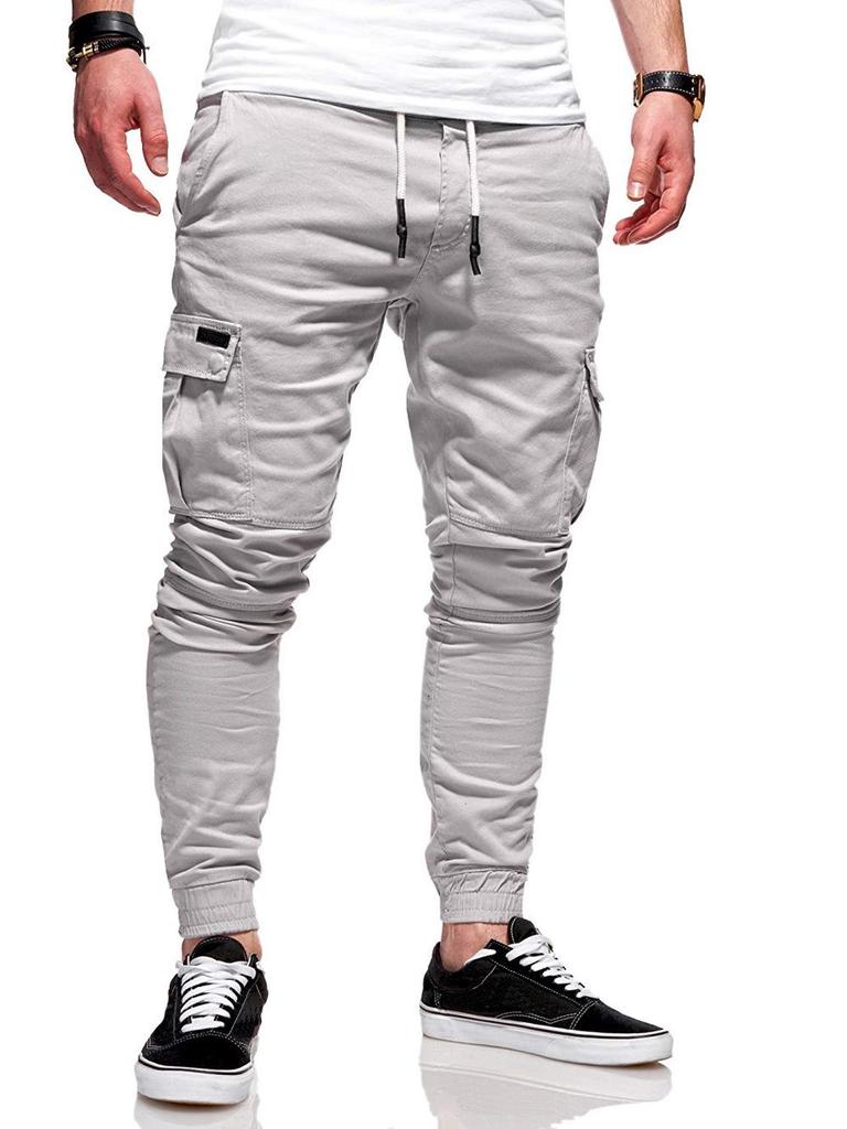 Autumn & Winter 3D Pocket Skinny Joggers with Elastic Drawstring