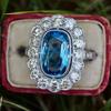 Blue Cubic Zirconia Ring For Women Elegant Wedding Ceremony Party Jewelry Statement Finger-Ring Lady'S Gift