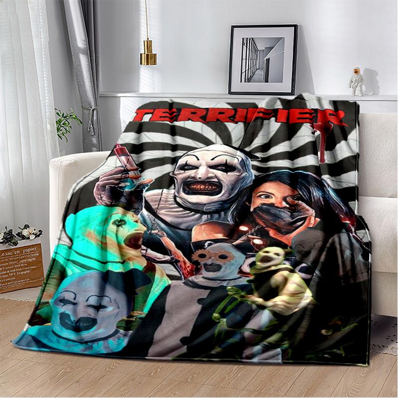 2026 New Style Terrifier 3 Horror Clown Movie Cartoon Soft Blankets,Throw Blanket Comfortable Blanket for Picnic Beds Sofa Home