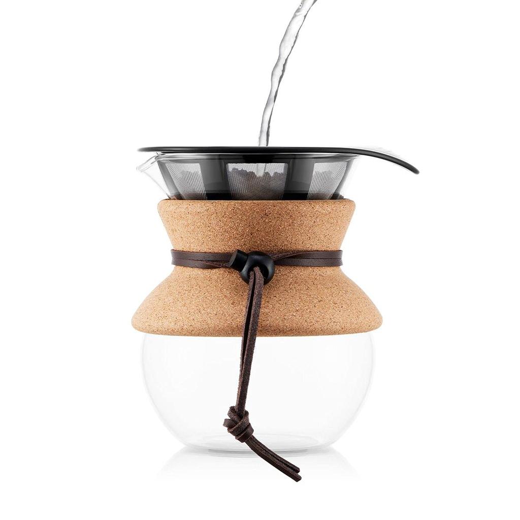 BODUM POUR OVER Drip Coffee Maker with Stainless Steel Mesh Filter, 500ml, and Cork Cover (Authentic) 11592-109